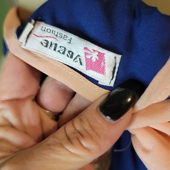 Vague Fashion Blue Long top with Pink Trim & Bow on Back - Picture 5 of 12